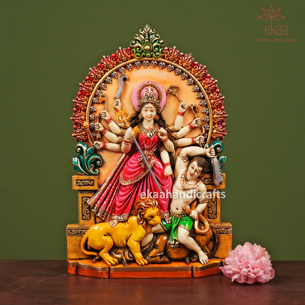 10" Goddess Durga Standing Statue in Marble Dust