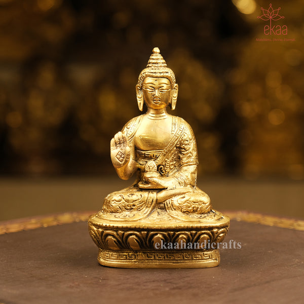 Brass Buddha Statue with intricate Carvings