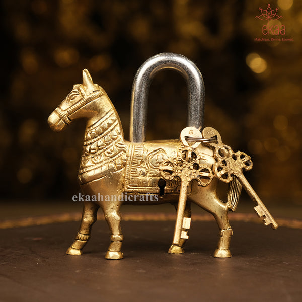 Brass Horse Lock with keys