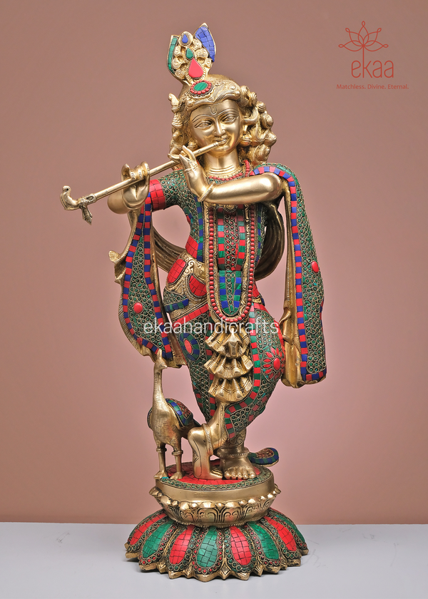Brass Lord Krishna Statue for Home Decor