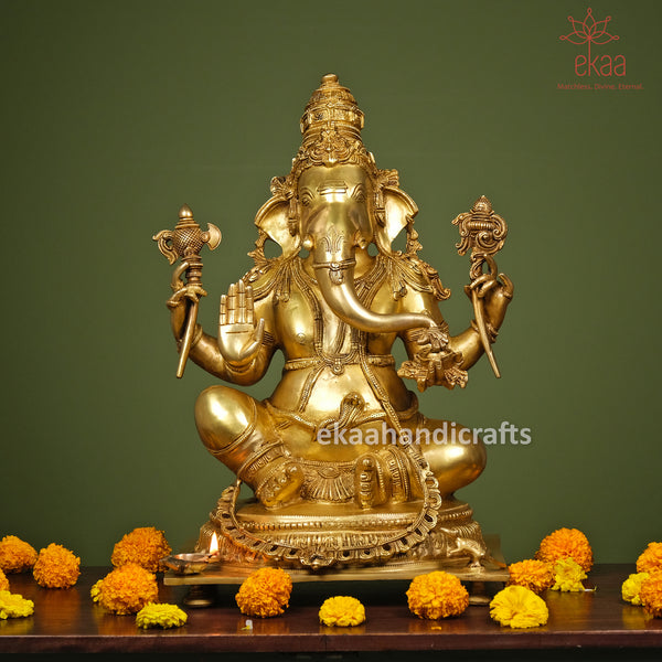 20" Brass Lord Ganesha Statue for Temple