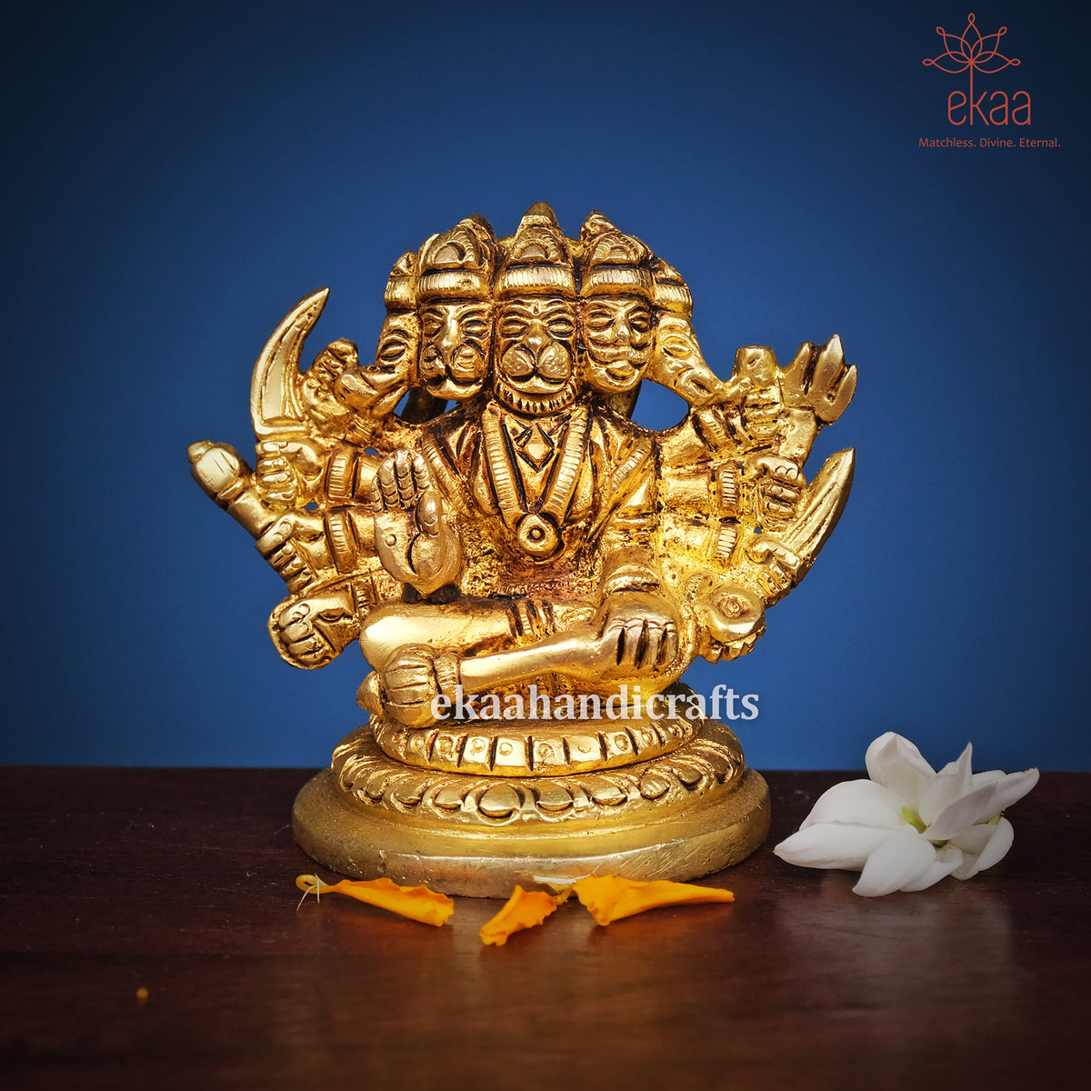 Brass Panchmukhi Hanuman Statue for Home Bajarangbali Murti Ekaa