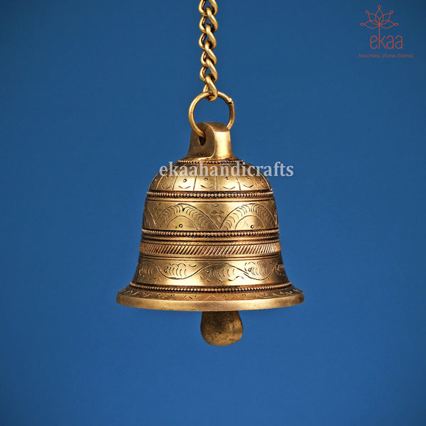 Brass Temple Bell with Fine Carving