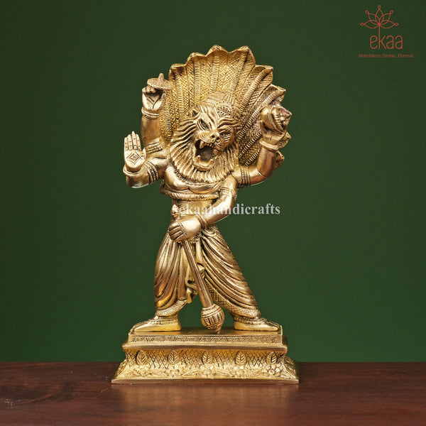 12" Brass Narasimha Statue Standing