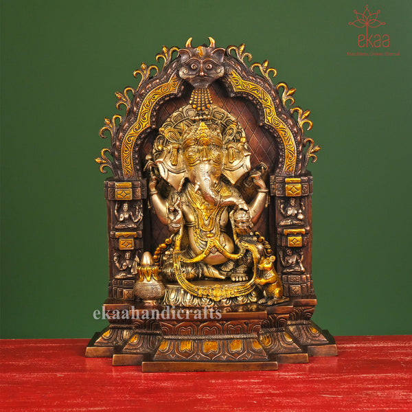 17.5" Lord Ganesh Statue in Brass for Home Temple