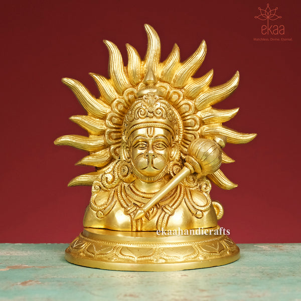 7.5" Brass Lord Hanuman Ji Bust Statue