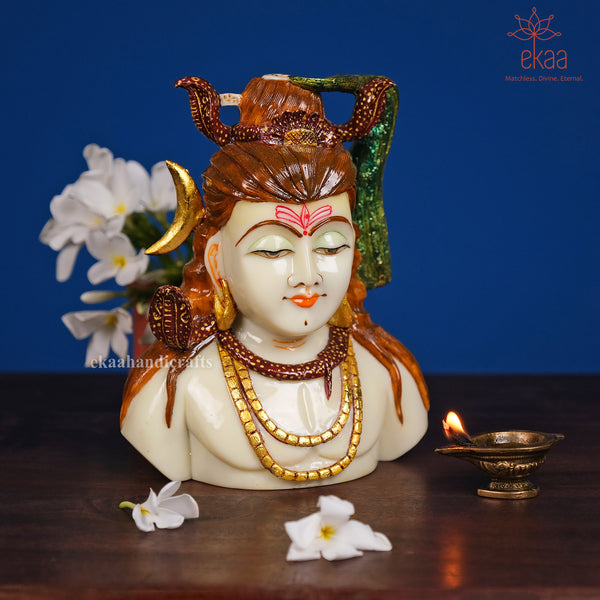8" Hand-Painted Lord Shiva Bust Idol