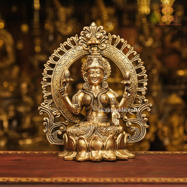 9.5" Brass Goddess Lakshmi Statue