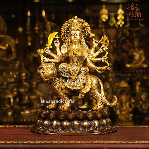 16" Goddess Durga Statue on Lion for Home Temple