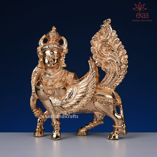 5.5" Brass Kamdhenu Cow Statue Divine Surabhi Showpiece