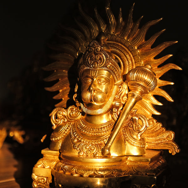 14" Brass Lord Hanuman Ji Bust idol
