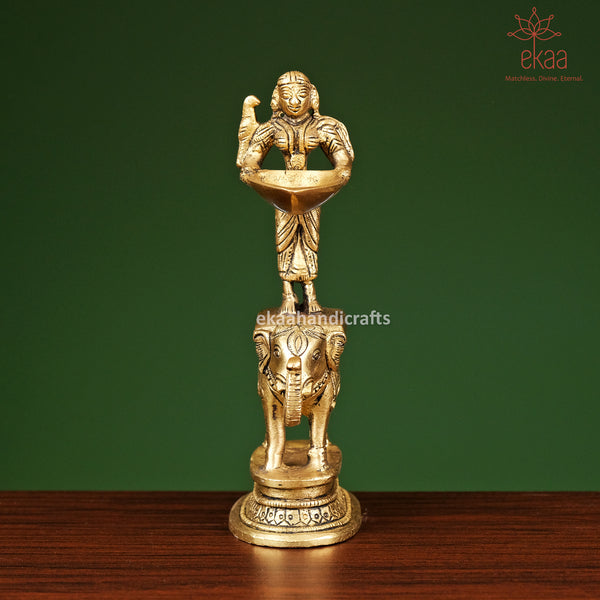 Brass Deep Laxmi Diya on Elephant