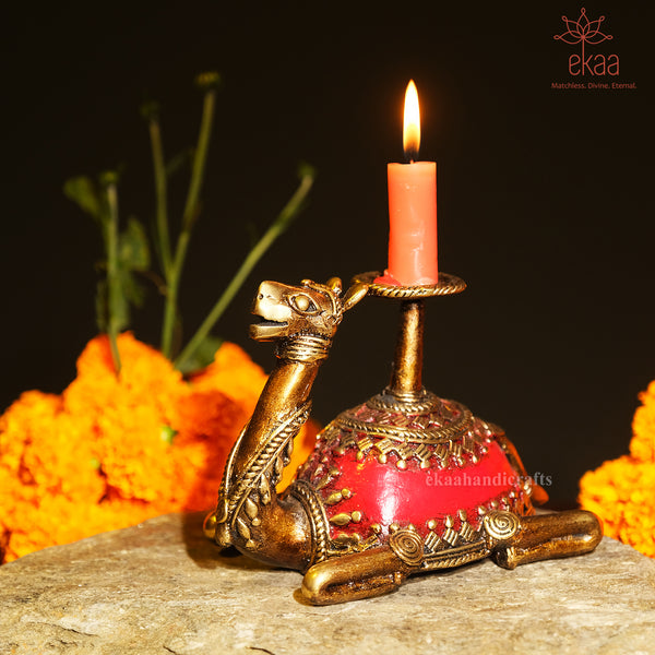 Handcrafted Bastar Brass Camel Tealight Holder