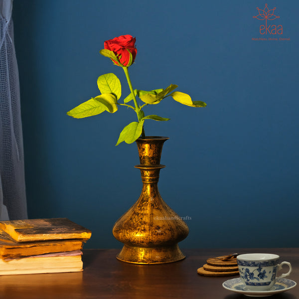 Hand-Etched Brass Surabhi Pot – Antique Finish Decorative Vessel