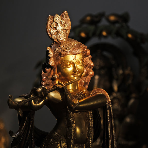 26.5" Brass Krishna Statue for Temple