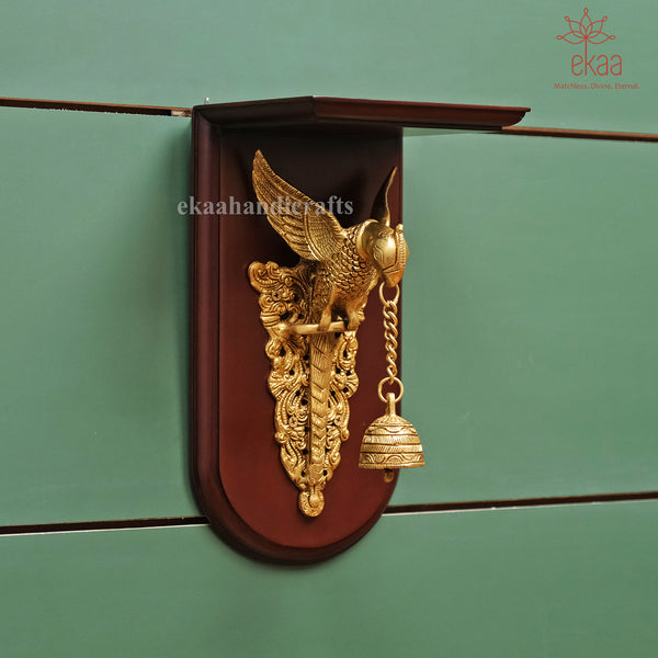 Brass Parrot Wall Hanging with Bell