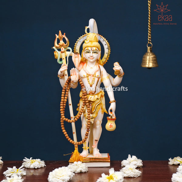 14.5" Lord Shiva Statue In Culture Marble