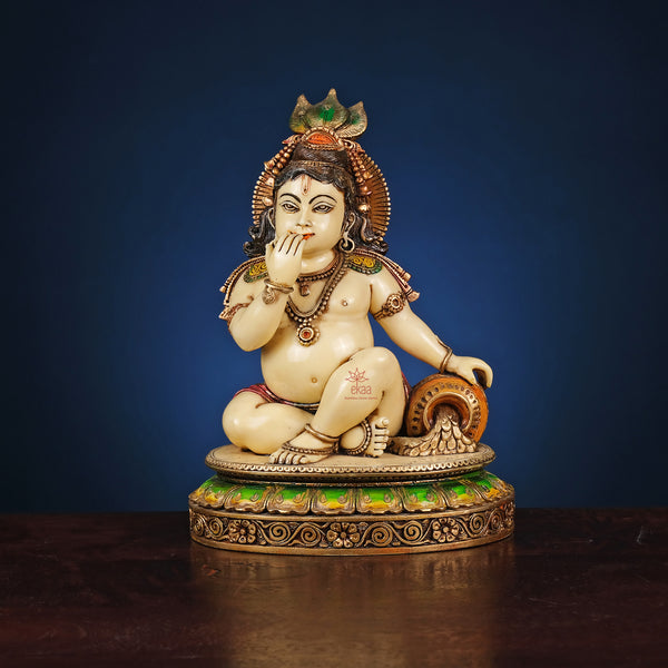 Makhan Krishna Idol in Marble Dust 8 In