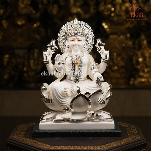 15.5" Lakshmi Statue with 5 Micron Silver Plating
