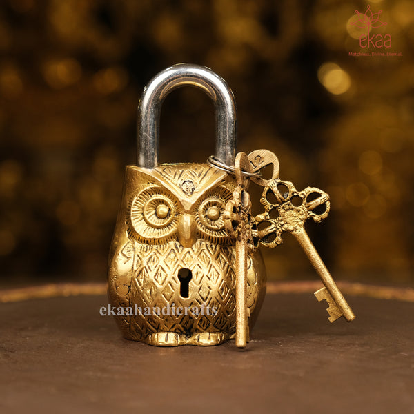 Brass Owl Lock with keys