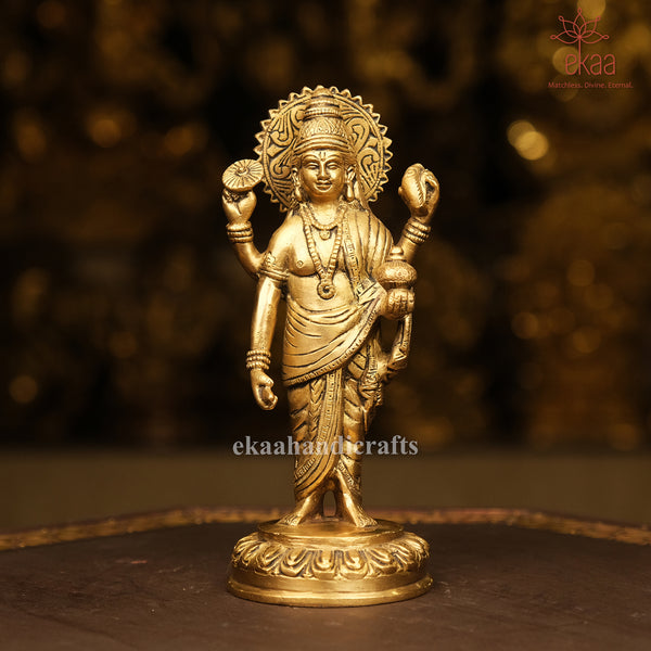 8" Lord Dhanvantri Brass statue