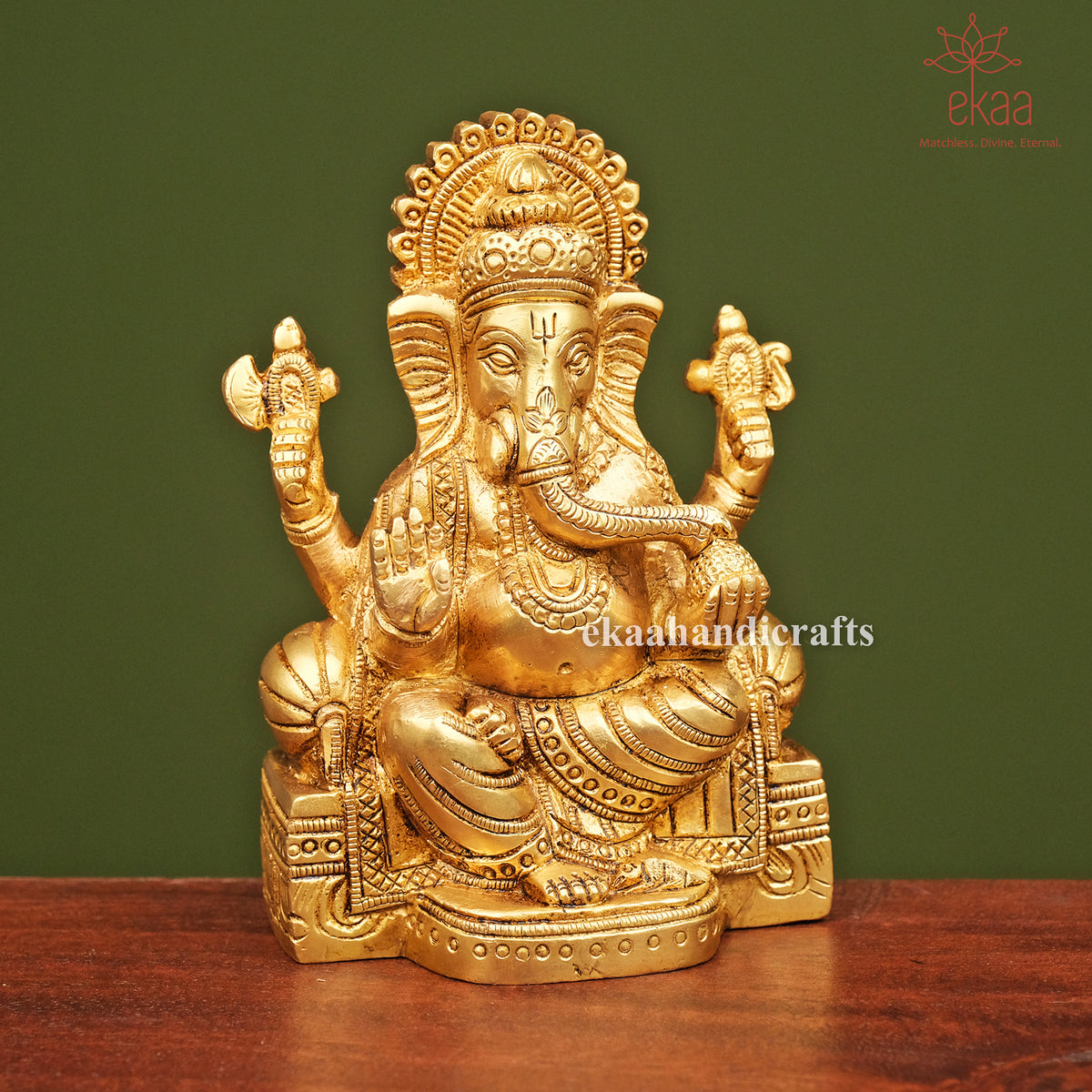 Brass Lord Ganesha Statue on Sinhasan – Ekaa Handicrafts