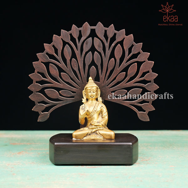 Brass Buddha With Tree of Life on Base