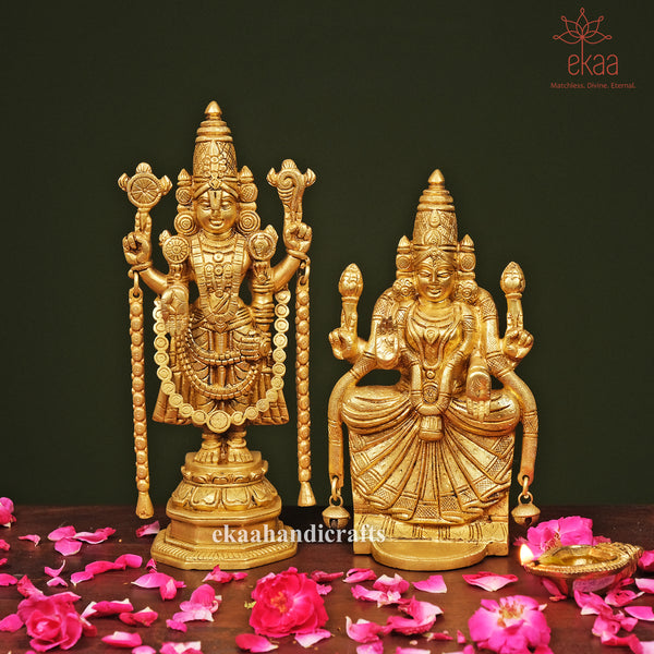 Tirupati Balaji and Padmavati Devi Brass Statue