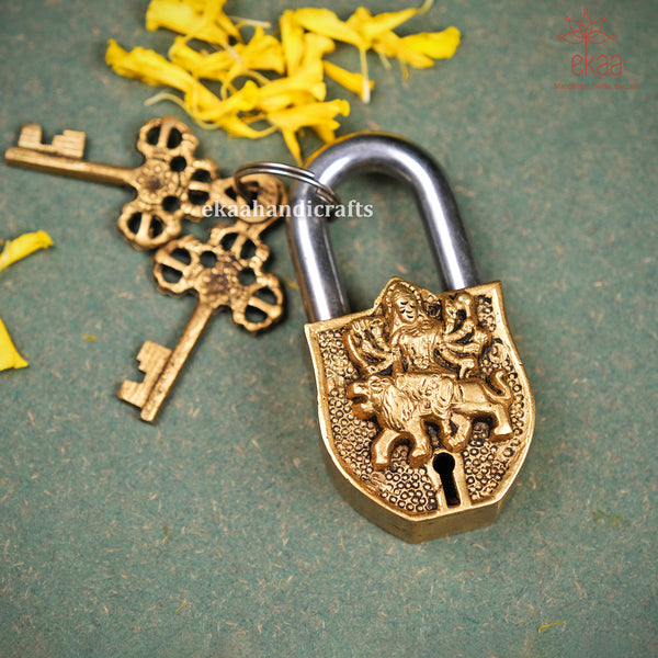 Brass Goddess Durga Lock with keys