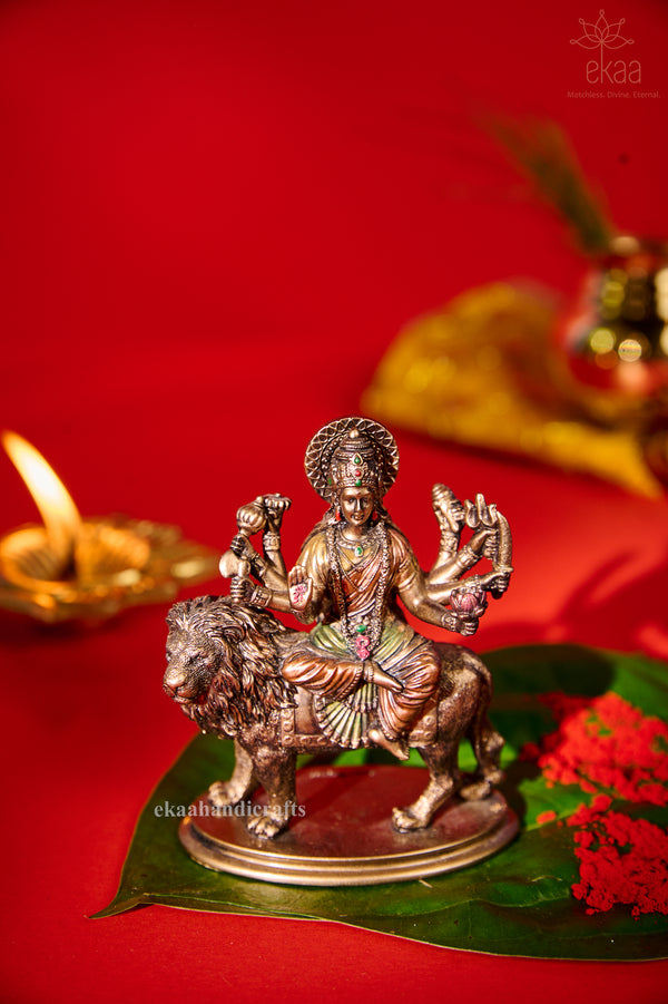 Bonded Bronze Goddess Durga Maa on Lion