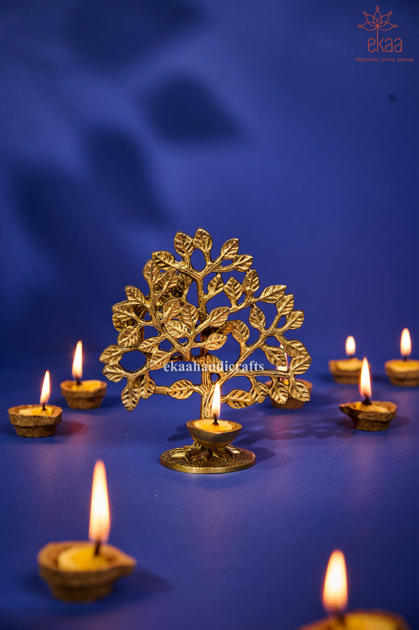 6" Brass Tree of life with Candle Stand