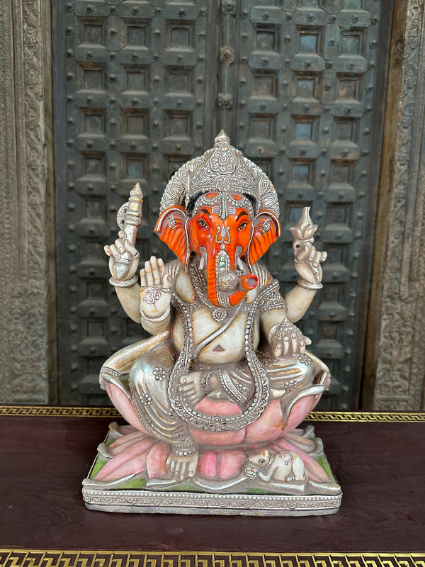 18" Lord Ganesha Statue Hand Carved in Marble