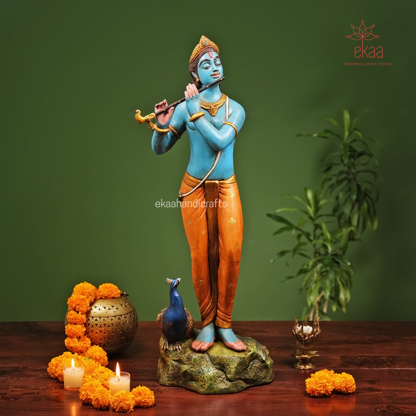 Brass Lord Krishna Statue for Home Decor