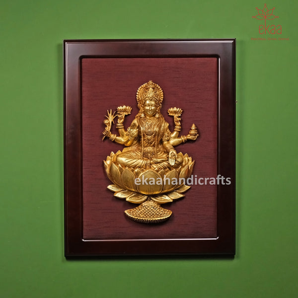 29" Brass Goddess Lakshmi Wall Hanging Frame