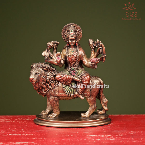 Bonded Bronze Goddess Durga Maa on Lion