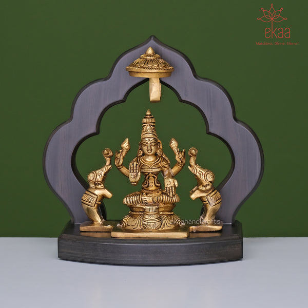 Brass Goddess Lakshmi Maa with Elephants GajLaxmi Seated On A Lotus
