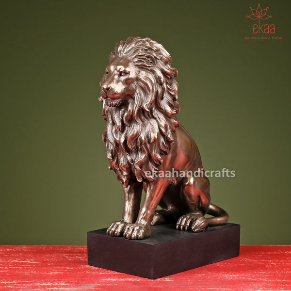 Bonded Bronze Lion Sitting on Base