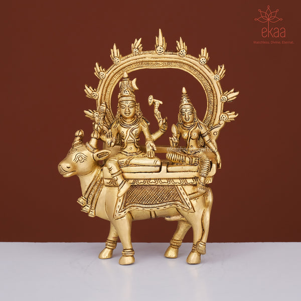 Brass Lord Shiva and Parvati Idol on Nandi Bull