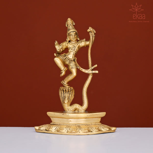 Brass Lord Krishna on Kaliya Nag