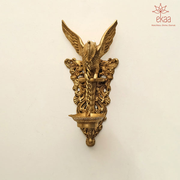 Brass Parrot Wall Hanging with Diya