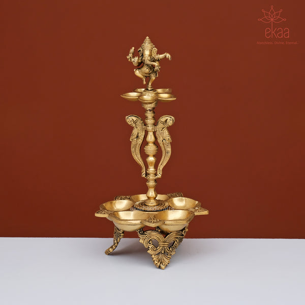 Brass Dancing Ganesha Oil Diya Lamp