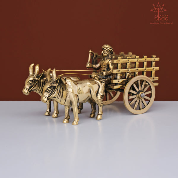 Brass Rural Bullock Cart Showpiece