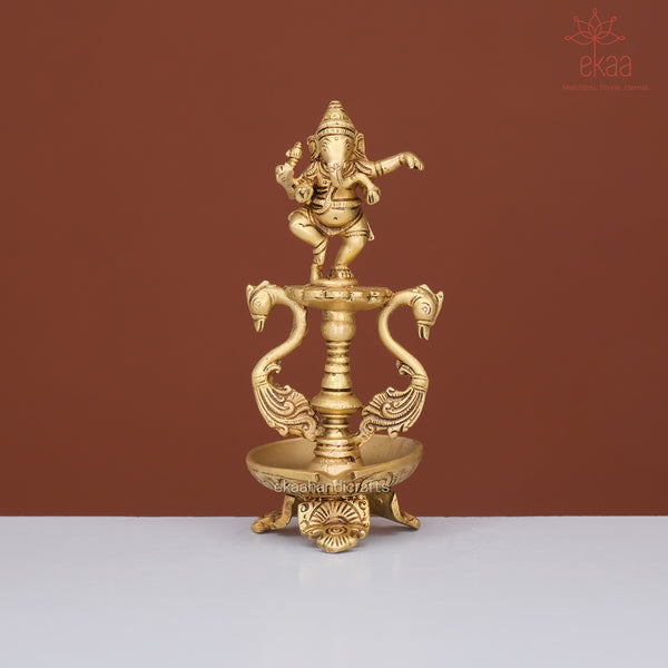Brass Dancing Ganesha Diya Lamp