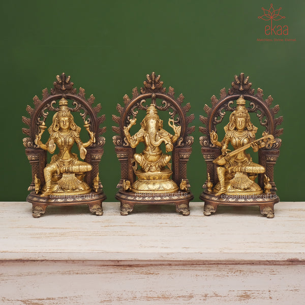 Brass Lakshmi Ganesh Saraswati Statues