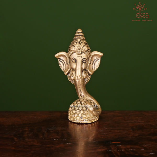 Brass Lord Ganesha Statue with Laddu