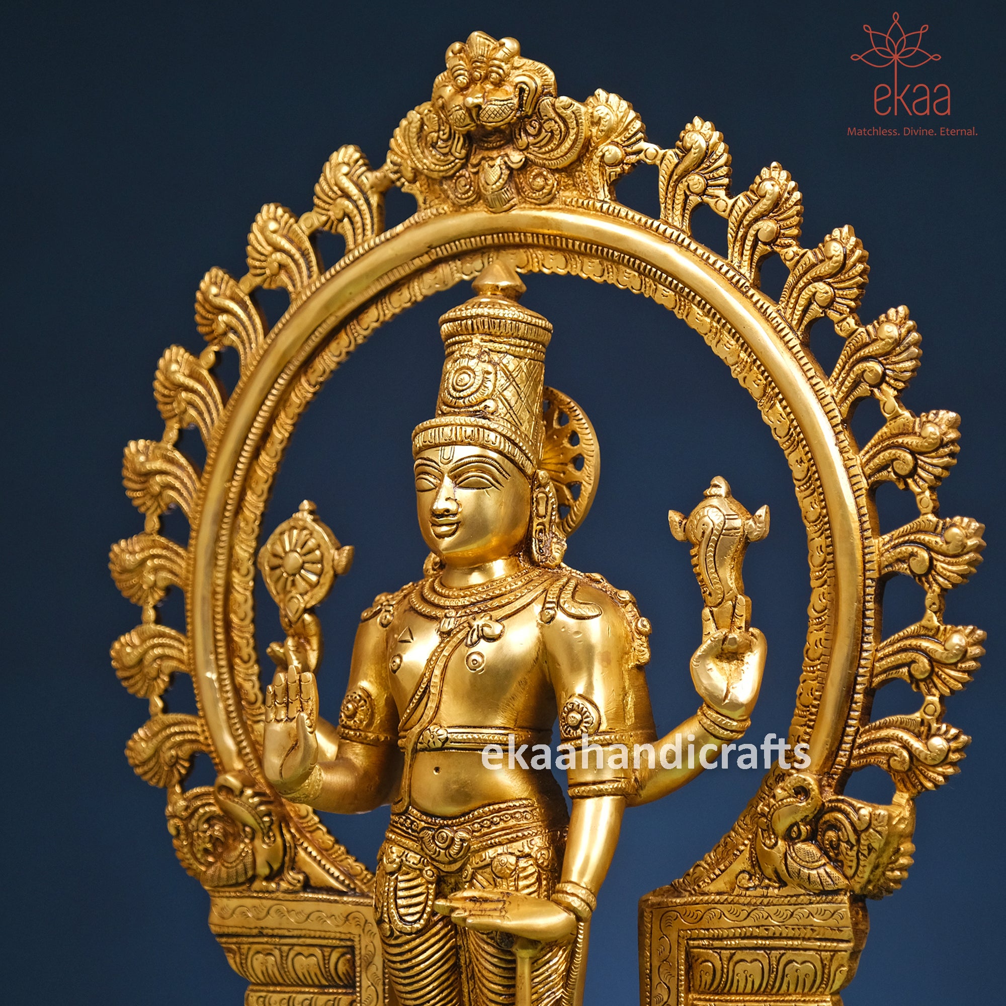 22 Brass Lord Vishnu Murti With Arch Ekaa Handicrafts