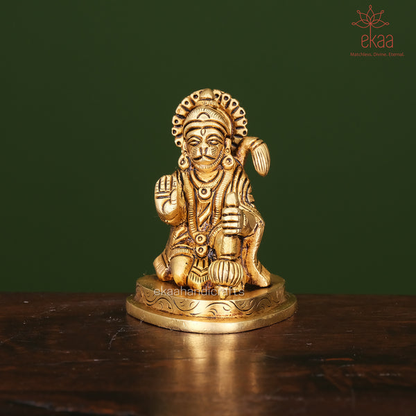 Brass Lord Hanuman Sitting Statue