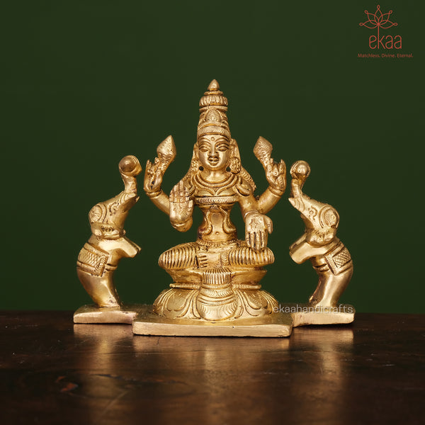 Brass Goddess Gaj Lakshmi Statue
