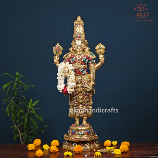 33.5" Brass Tirupati Balaji Statue Shri Venkateshwara