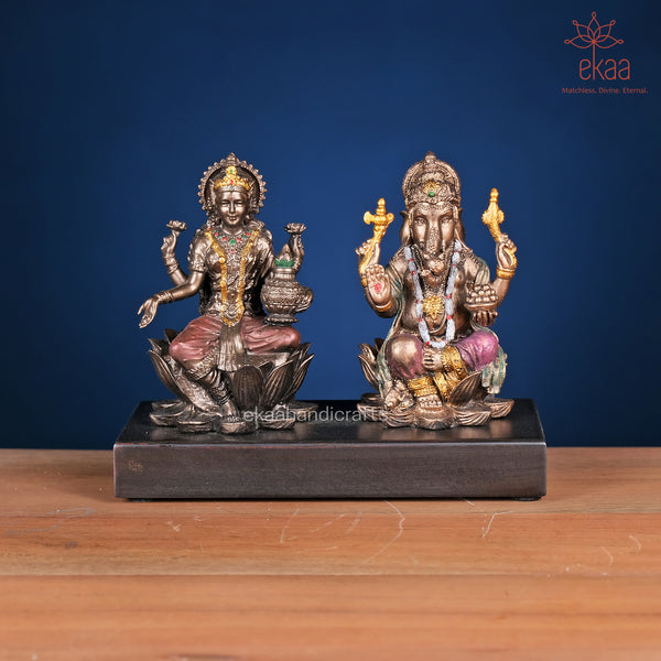 Lord Ganesha and Goddess Lakshmi on Lotus